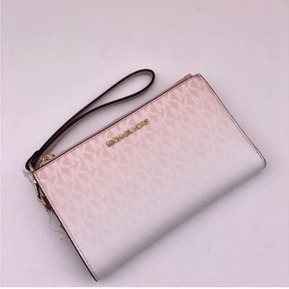 MICHAEL KORS Jet Set Large Ombré Signature Logo Wristlet Phone Holder Wallet